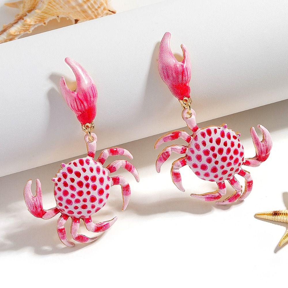1 Pair Creative Crab Earrings Fashion Ear Jewelry Animal Earrings  Beach Vacation Accessory