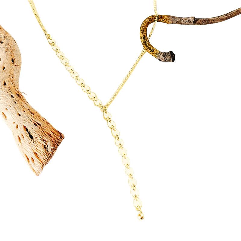 Fashion street shot long disc sweater chain, simple metal sequined fringed necklace