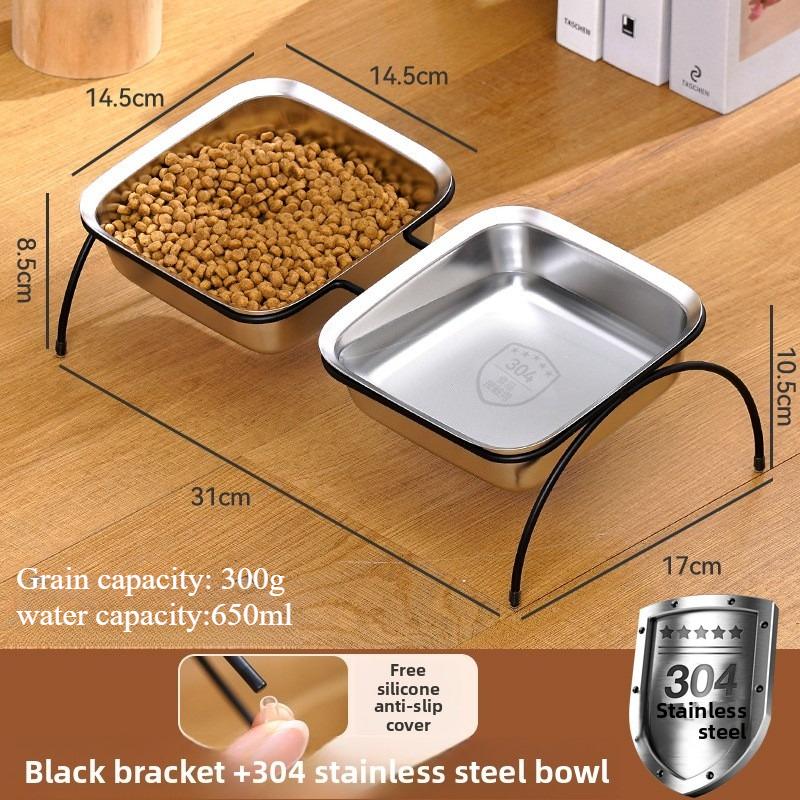 

Pet Anti-knock Stainless Steel Bowl Anti-slip Thickened Cat Dog Protection Neck Tilt Bowl Easy Clean Pet Feeding Accessories