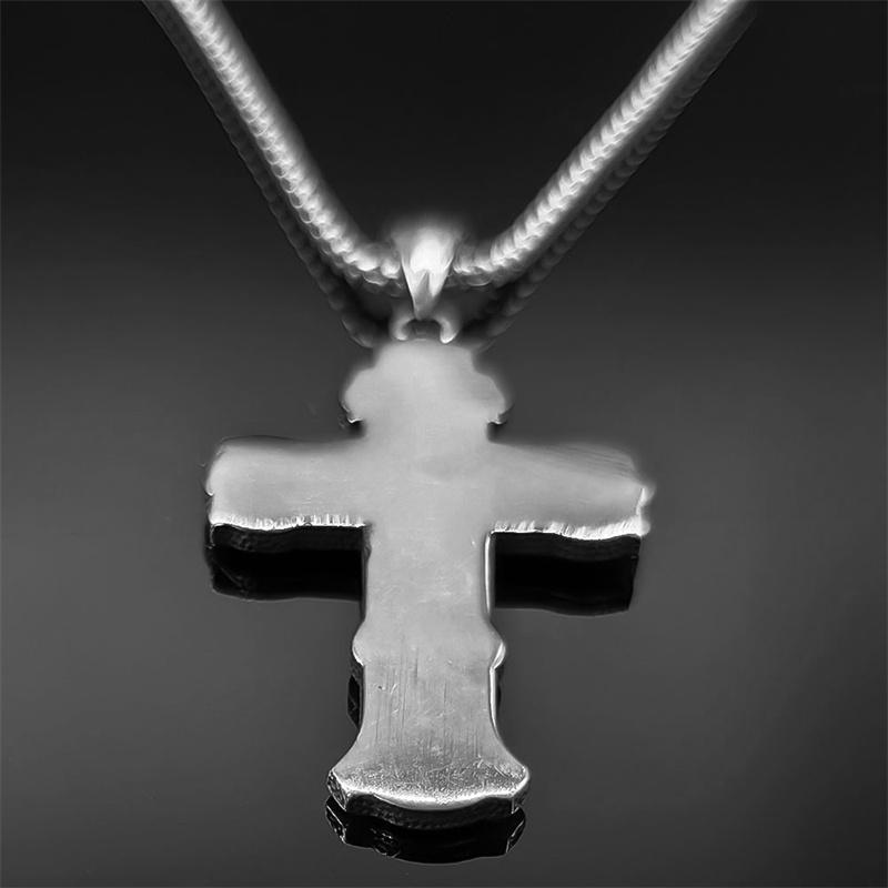 Men's Stainless Steel Crucifix Cross Pendant Necklace Orthodox Russian Cross Religious Necklaces Jewelry Boyfriend Gift NZZS05