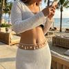 Resin Starfish Shell Pendant Waist Chain for Women Handmade Rice Beads Double Layer Belly Chain Summer Bohemia Body Jewelry