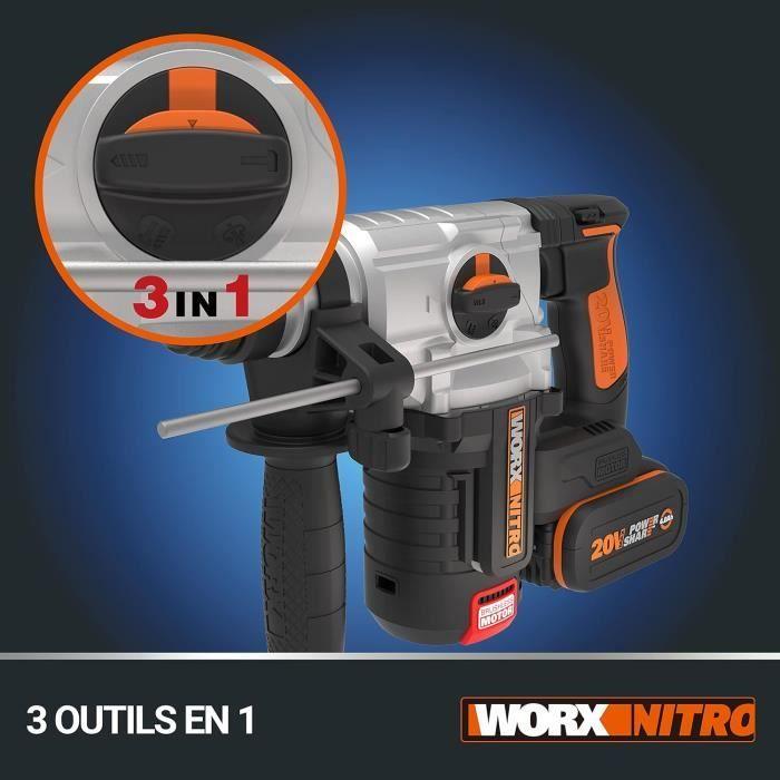 Worx Nitro - Cordless Brushless Hammer Drill - 20v-4ah - Wx380