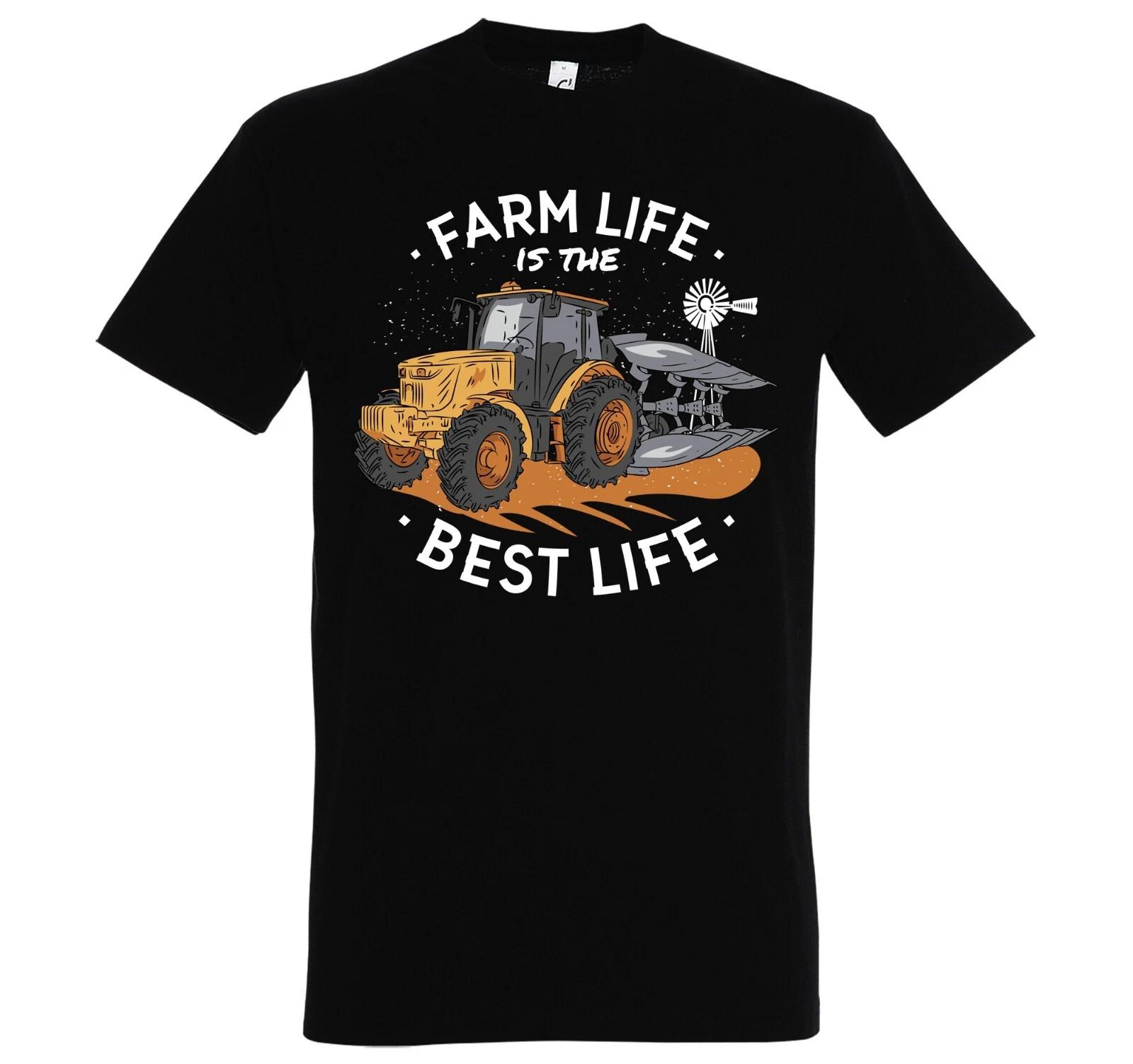 Men s T-Shirt Farm Best Life Logo Slogan Farming Farm Tractor Fun M