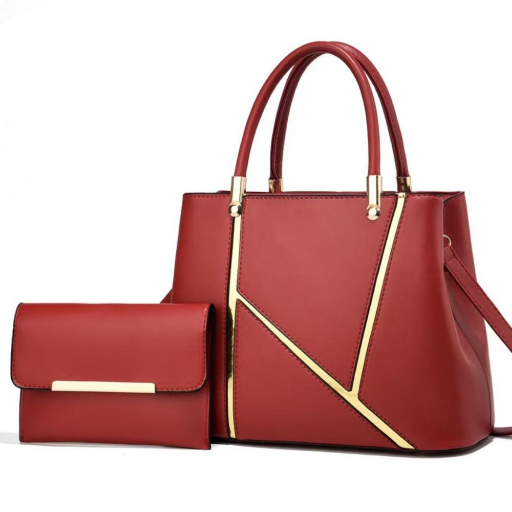 High Quality PU Leather Ladies Hand Bags Big Size Handle Design Leather Shoulder Bag Shoulder Strap Big Tote Handbag Women Girls