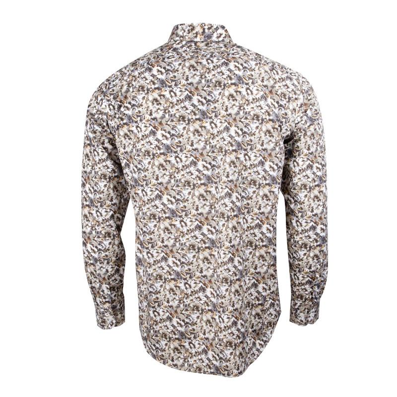 Men's Beige/brown Floral Long-sleeved Shirt TED LAPIDUS