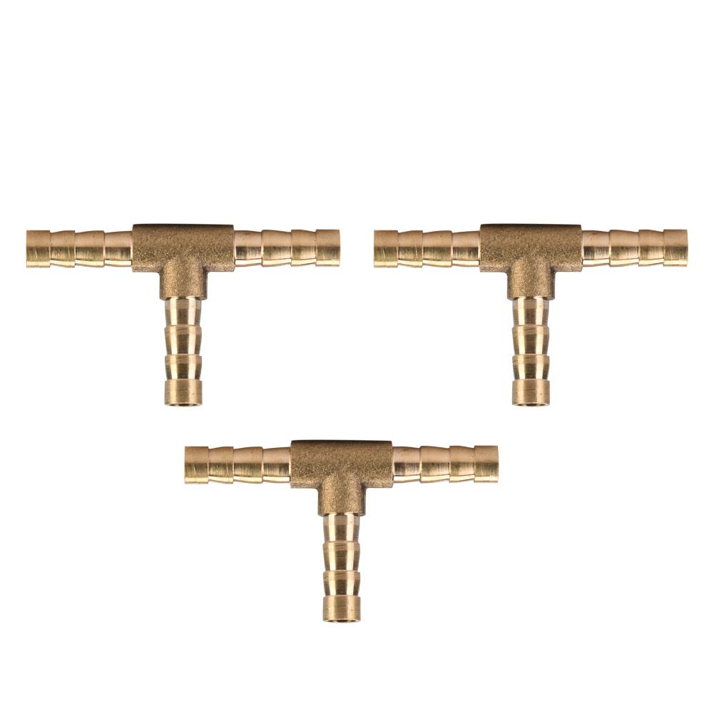 5 Stück Messing T 3-Wege Schlauchverbinder Tüllenanschluss Luft Wasser Öl Gas Kraftstoff (6mm)