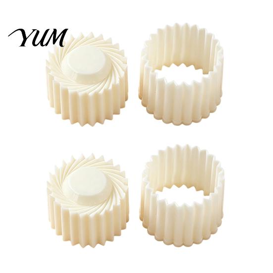 Kitchen Baking Tools 2-in-1 Round Mooncake Mold, Double Ended Pastry Press with Scallop And Non-stick Cookie Spiral Embossing for DIY Baking, Handheld