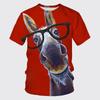 New fun retro donkey 3D printed T-shirt cute animal breathable lightweight summer sports top short sleeve