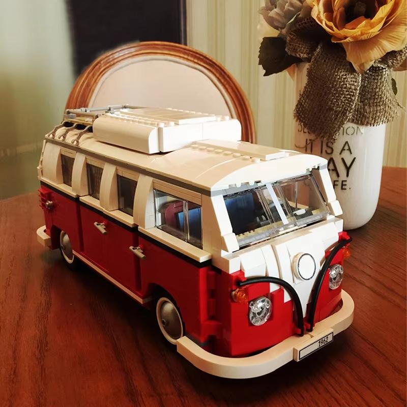1332Pcs Technical T1 Camper Van Bus Car Building Blocks Vehicle Assemble Model Fit Moc  Set Bricks Toys For Boys Girl Gifts