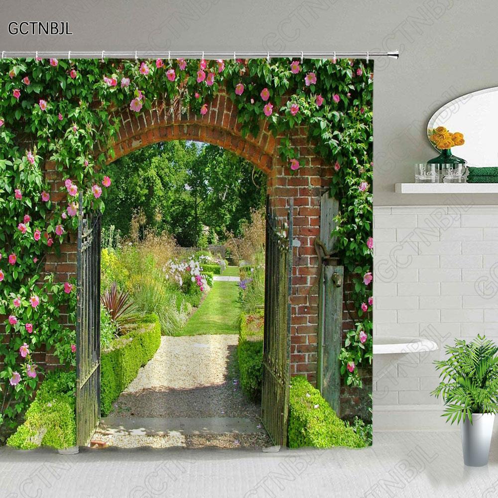 3D European Rural Town Street Landscape Printing Shower Curtain For Bathroom Curtains Waterproof Polyester Home Decor With Hooks