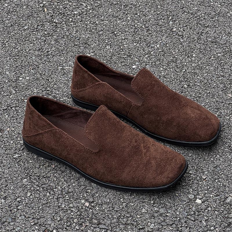 

Spring and summer new fashionable retro versatile one-pedal lazy French square head small leather shoes 85385 blue brown -J 46 світло-коричневого кольору