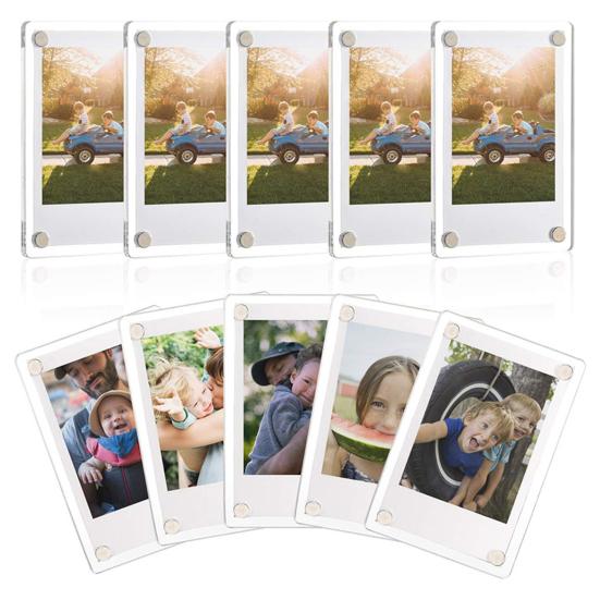 Magnetic Photo Frame Acrylic Refrigerator Magnet Transparent Reversible Photo Holder for Fujifilm Display 3-Inch Photos