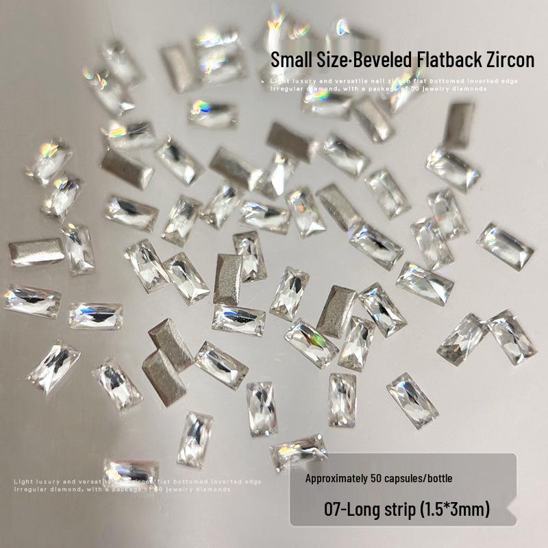 50 Pcs Beveled Zirconia Nail Art Decorations - Flat-Bottomed Shapes: Horse Eye, Water Drop, Heart, and Irregular Rhinestones