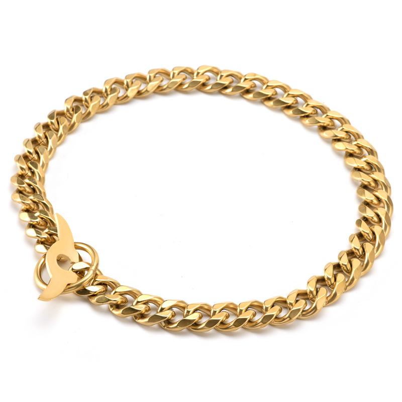 

Новый поводок для собак из нержавеющей стали шириной 19 мм, одежда для собак, ювелирные изделия, ошейник для домашних животных 19MM*30CM жёлтый