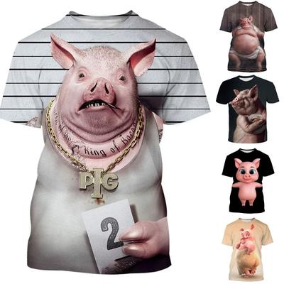 Summer Funny Pig Men's T-shirt 3d Printed Animal Pattern Men's Short-sleeved Tees Cute Women Tops T-shirt Clothing