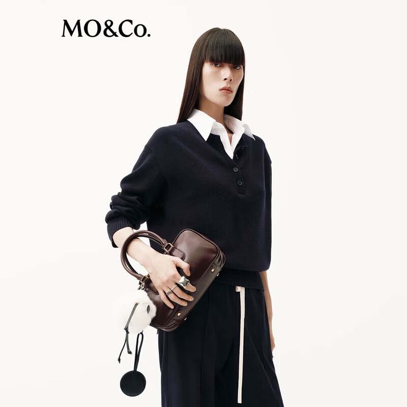 MO&Co. Women's Faux Two-Piece Wool-Cashmere Knit Sweater