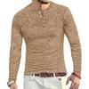 Men's Henley Long Sleeve T-Shirt Casual Workout Lightweight V Neck Slim Fit Shirts with Button