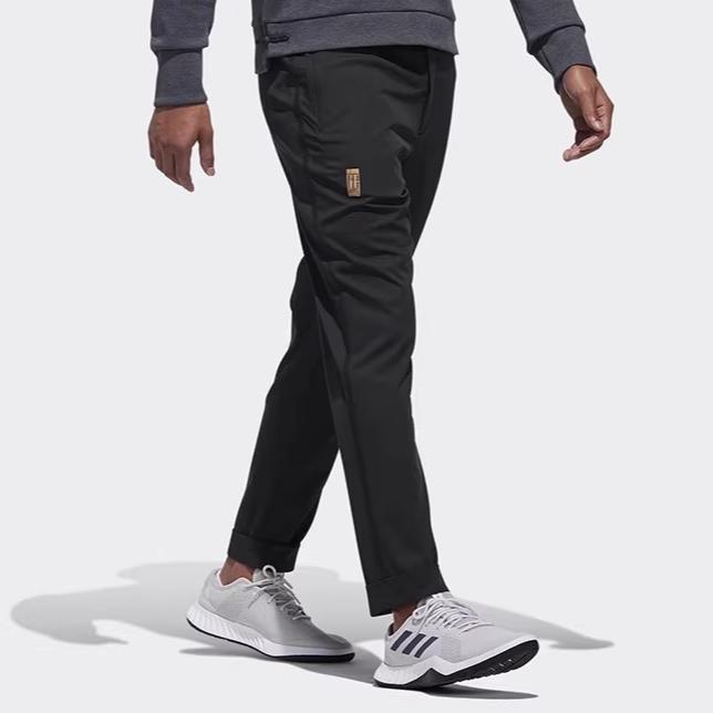 Adidas Logo Haftowane Spodnie Sportowe Dzianinowe Zapinane na Zamek ze Średnim Stanem Męskie Spodnie Czarne DT2459