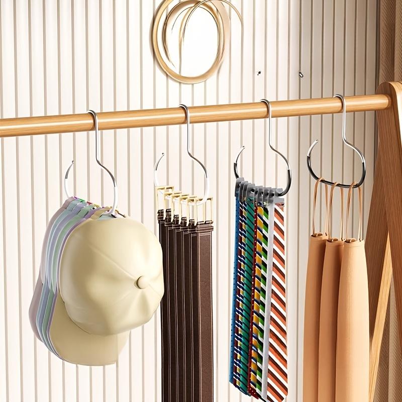 4pcs Metal Non-Slip Hangers with Silicone Grip - Versatile Round Hooks for Scarves, Ties, Hats, Bags & Clothes - Space-Saving Wardrobe Organizer