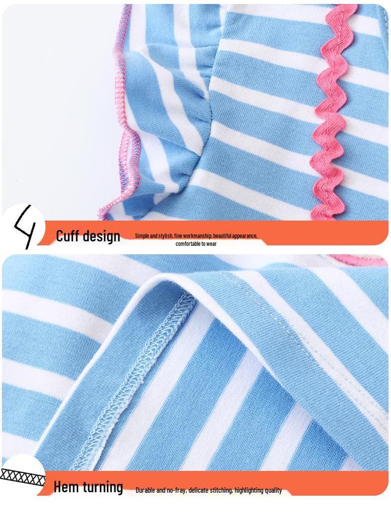 European Unicorn Pattern Summer Dress - Girls' Short-Sleeved Cotton Princess Style