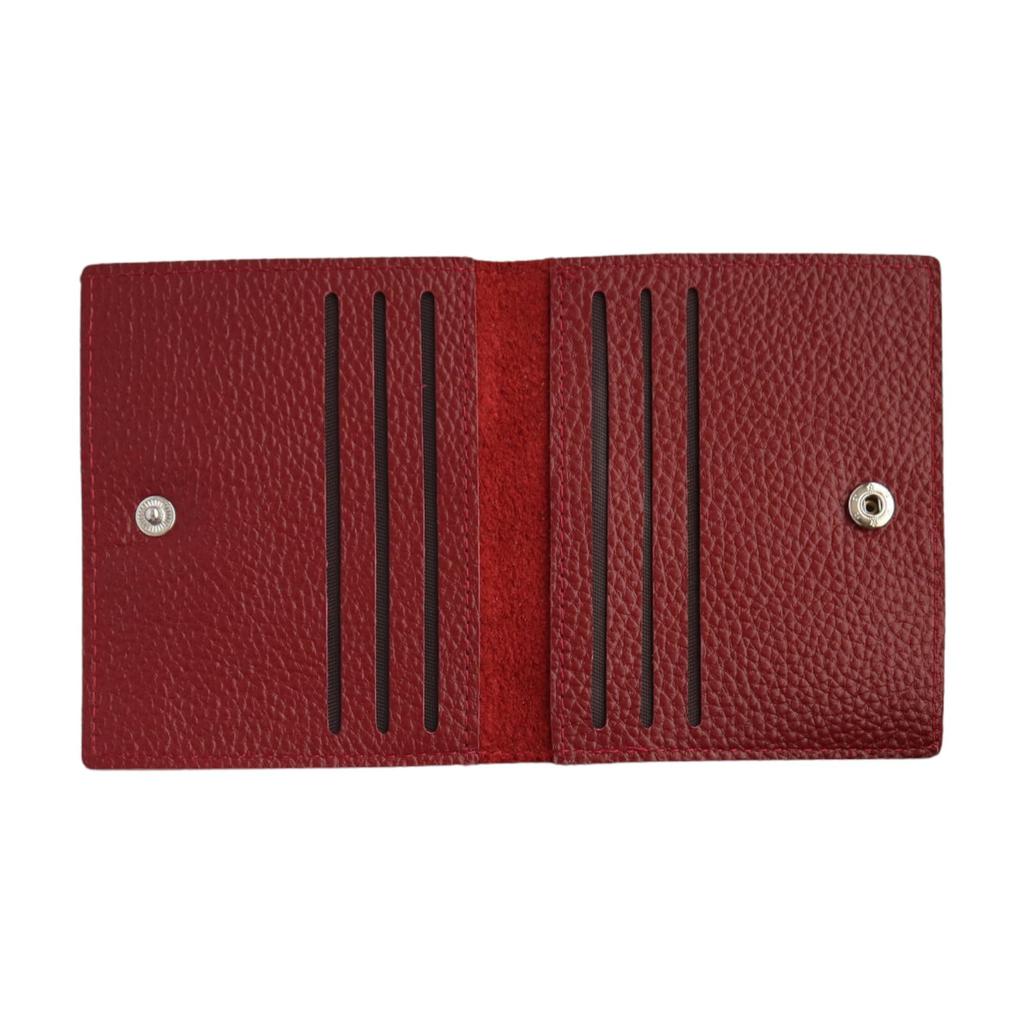 Genba Senka Slim Cowhide Card Holds 6 Cards Case, (Red)