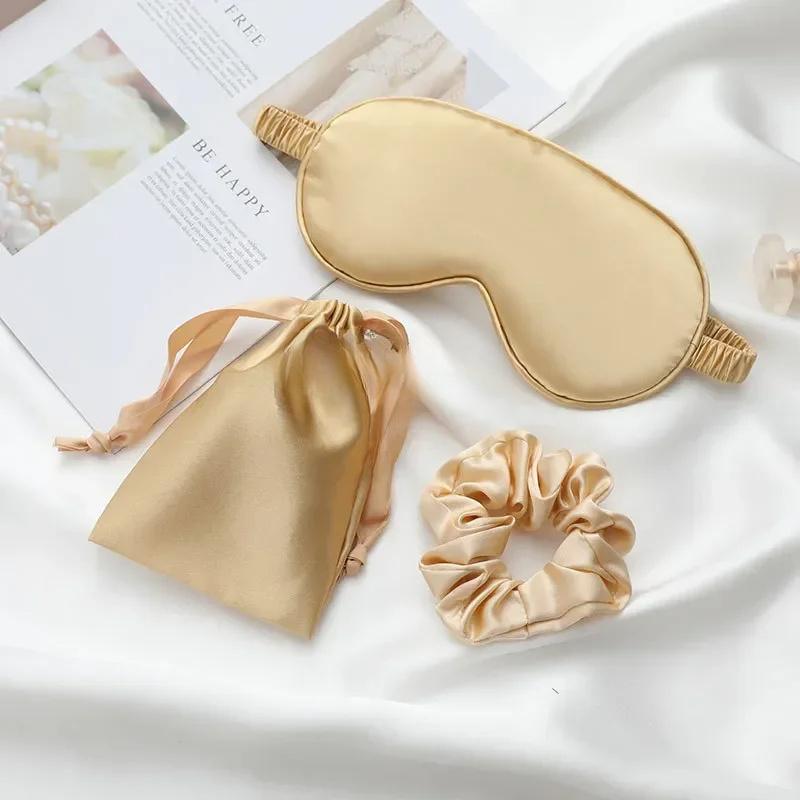 3Pcs Set Women Imitated Silk Sleep Eye Mask Eye Patches Eyeshade Blindfold Travel Rest Eye Cover Night Eyeshade