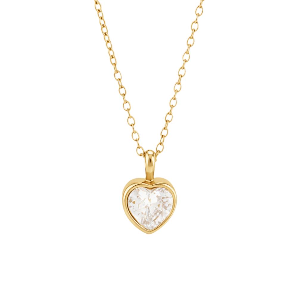 Waterproof Geometric Pendant Necklace PVD Plated Heart Pendant Necklace For Women