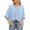 Summer New Women's Clothing Bat Sleeve Shirt V-neck Short Sleeved Shirt
