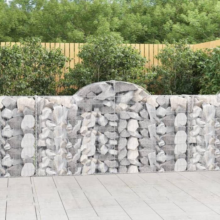 VidaXL Paniers à gabions arqués 4 pcs 200x30x100/120 cm Fer galvanisé, gabion, cage de gabion, panier de mur de gabion, mur 3146112