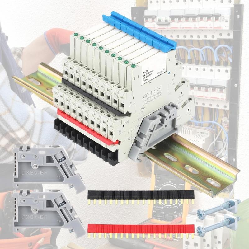 Relays Set SPDT Switching 24 Volts Double Power Including Mounting Accessories For Controls System Space Saving