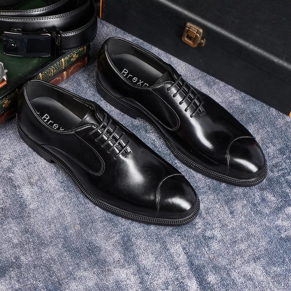 Fashion Men's Genuine Cow Leather Oxford Dress Shoes, Height Increase, Formal Lift Brogues, Wedding Suit Shoes, High Quality Elevator