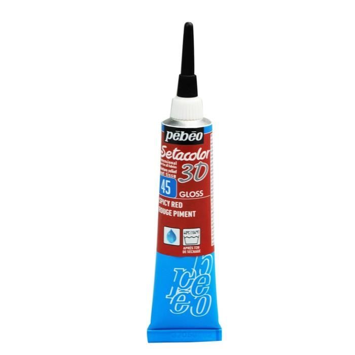 Peinture tissu - Pébéo - Setacolor 3D - Rouge piment - 20ml - Brillant