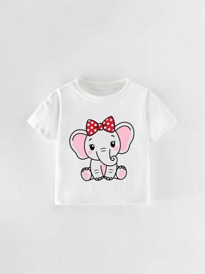 European Kids' Summer Cartoon T-Shirt – Girls' Short Sleeve Round Neck