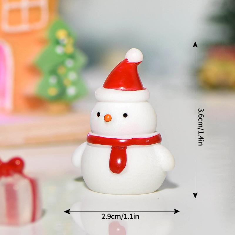 

Mini Christmas Desktop Ornament Snowman Elk Snowman Resin Figurines Micro Landscape Navidad Xmas New Year Decor
