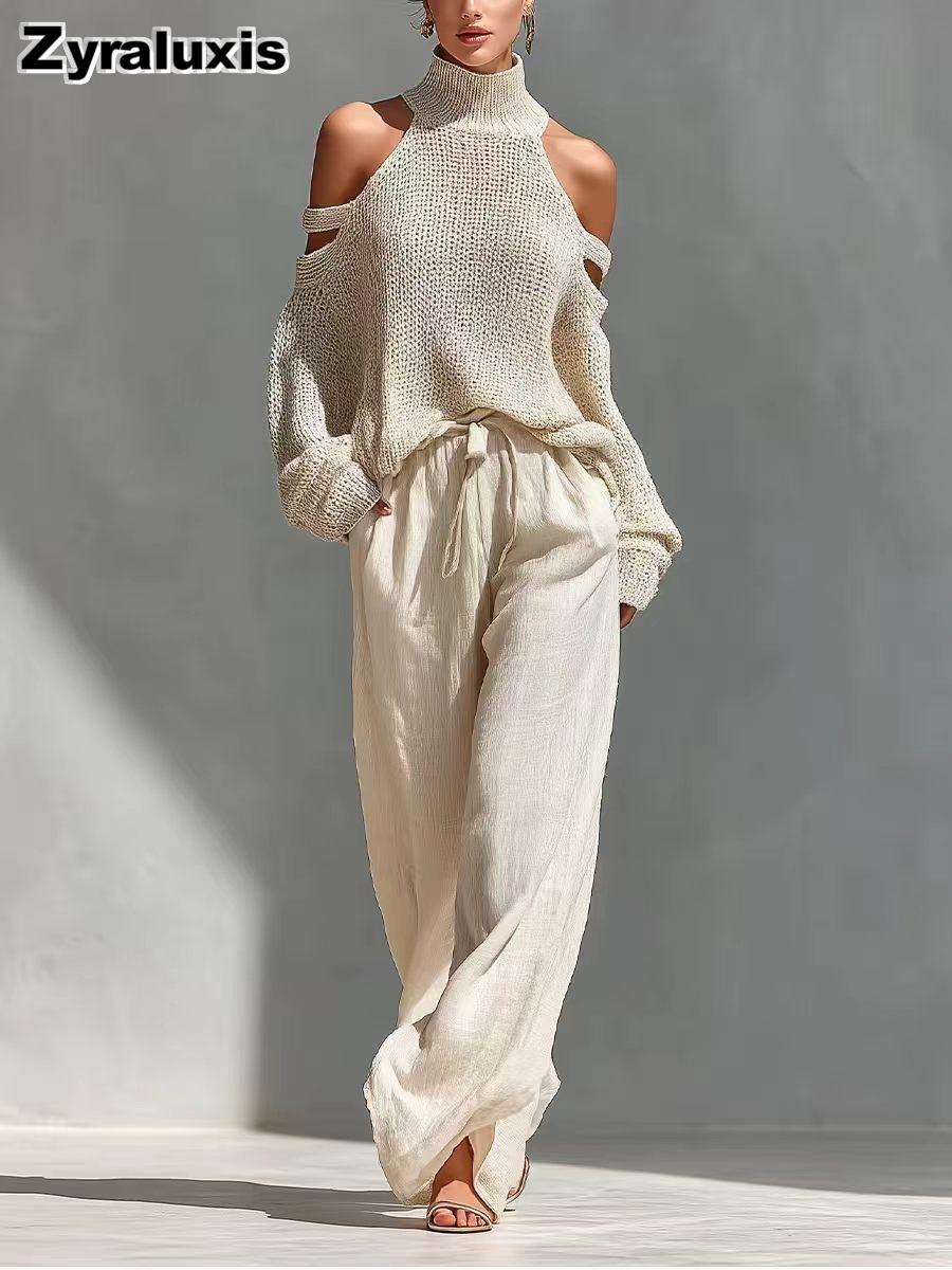 Women s Oversized Knit Top & Pants Set - XS