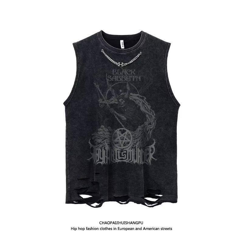Trendy herreermløs hiphop-vest: Moderne High Street-mote