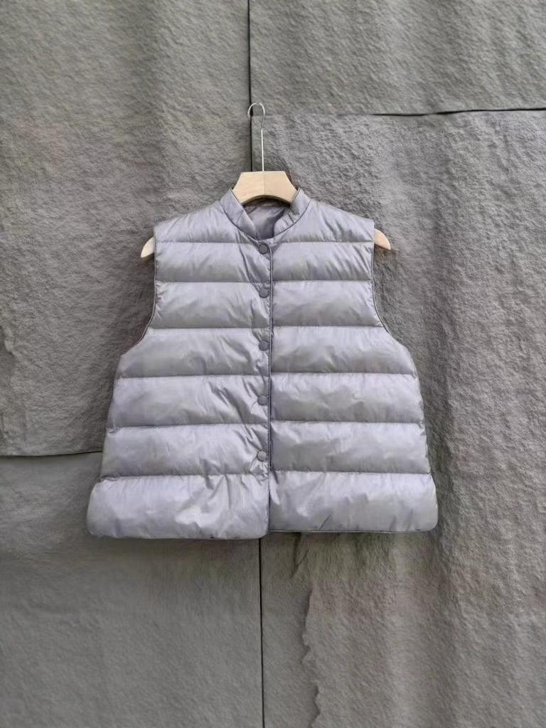 2025 Women's Lightweight Stand-Up Collar Down Vest – Trendy Autumn/Winter Sleeveless Gilet In White Duck Down