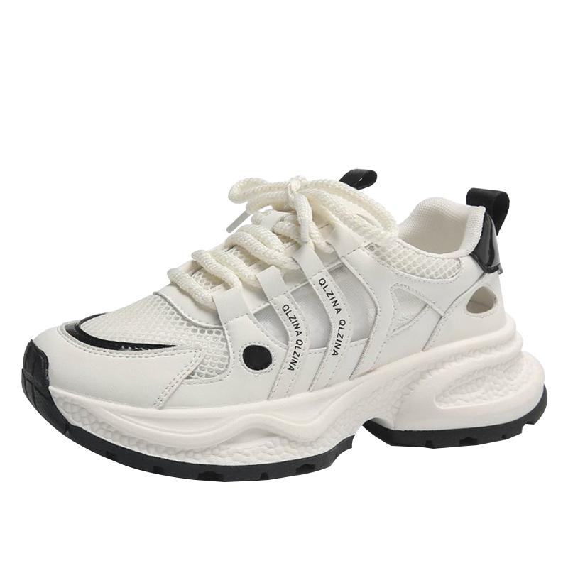 

New Dad s Shoes Women s Breathable Mesh Shoes Chunky Sneakers Hollow Out Women s Vulcanize Shoes Casual Sneakers 35 чёрный