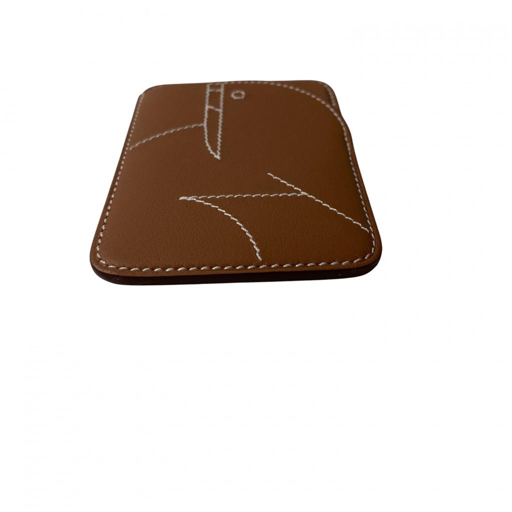 Used HERMESPass Case Brown Leather Women