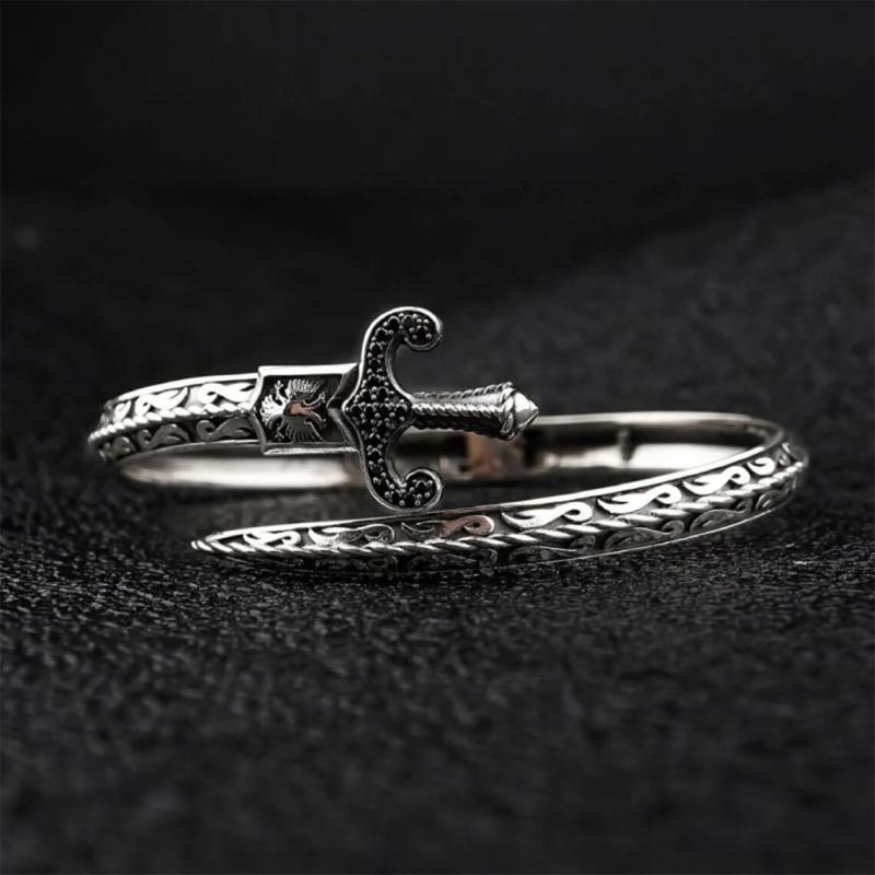Fashionable Swords Open Cuff Bracelet Simple Bracelet Adjustable Wristband Great for Everyday Wear and Special Occasions