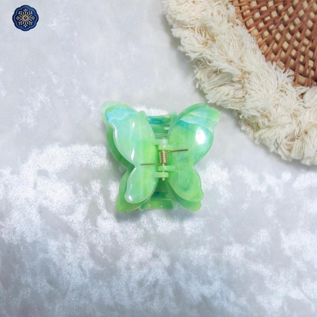 Gradient Butterfly Claw Hair Clip - Fashionable Marble Texture Updo Accessory