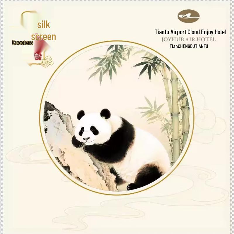 OIMG Giant Panda Silk Coaster Gift Set