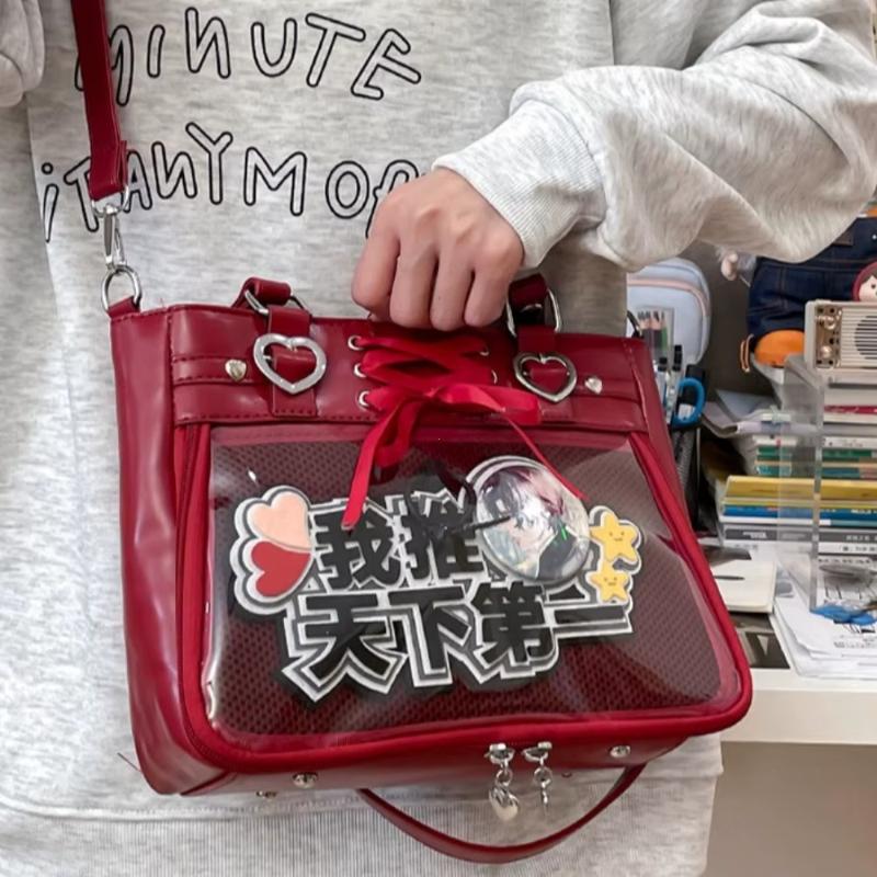 Spicy Girl Cool Ita Bag Large Capacity Transparent Pain Layer Crossbody Bag Love Chain Ulzzang Shoulder Bag Handbag