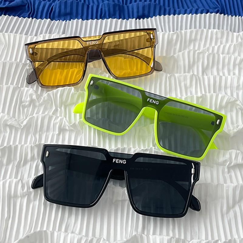 Fashion Oversized Square One-piece Sunglasses Women Retro Mirror Lens Eyewear Shades UV400 Men Punk Sun Glasses