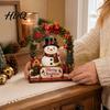 Christmas Party Gift Idea Santa Claus/Snowman Tabletop Ornaments with Arched Door Wooden Decorative Tree Decor Figures Detachable Base for