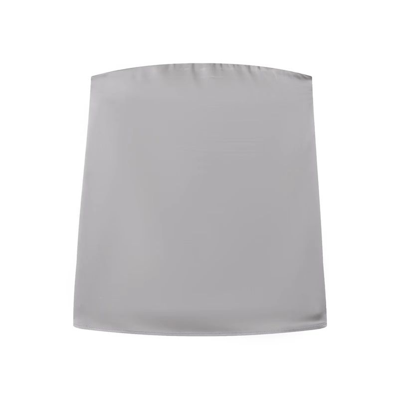 Strapless Straight Collar Silk Satin Texture Plaid Tube Top Tops 4772026 Silk Satin Texture High-Waisted Trousers 5427429