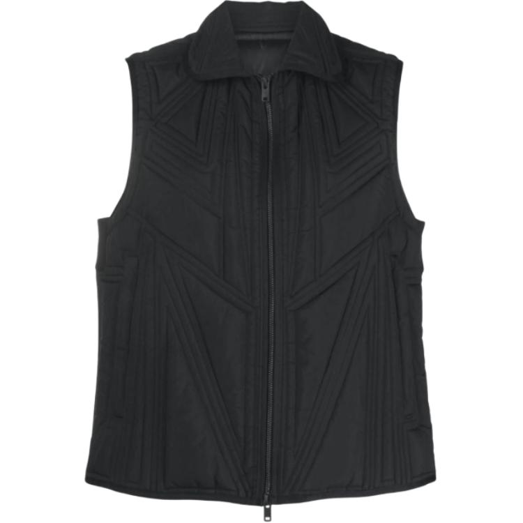 Y-3 Quilted Vest Solid Color Zip Collar Sleeveless Vest Women Vest Black IL2064