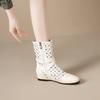 Krazing Pot Cow Split Leather Round Toe Size 43 Increaseing Summer Boots Fashion Hollow Decorations Buckle Summer Boots