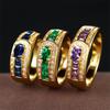 Blue Purple Crystal Oval Stone Ring Green Zircon Engagement Rings For Women Men Vintage Gold Color Wedding Bands  Jewelry
