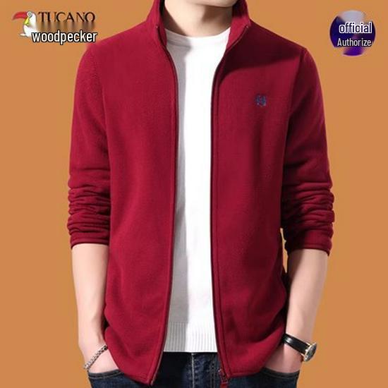 Woodpecker Men s Thick Fleece-Lined Lambswool Cardigan Jacket for Winter 4XL (185-205 jin)
